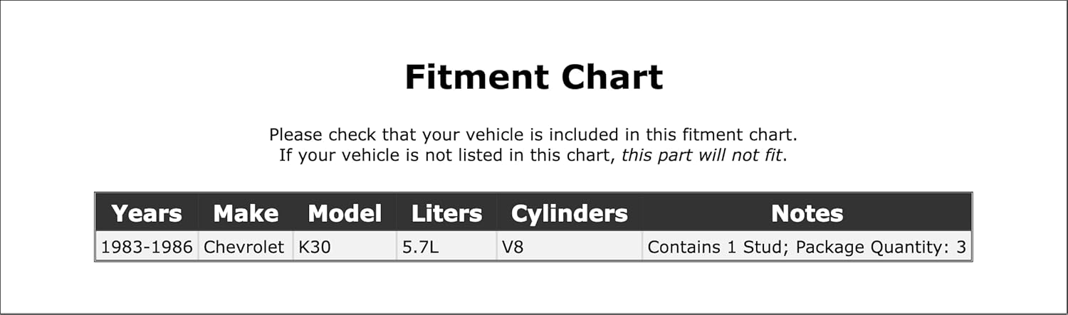 Front Right/Passenger Side Exhaust Manifold Bolt and Spring Compatible With Chevrolet K30 5.7L V8 1986 1985 1984 1983 P-3309206