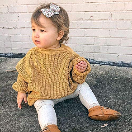 Chengchuang Newborn Baby Girls Boys Sweatshirt Blouse Pullover Knit Sweater Warm Crewneck Long Sleeve Tops For Infant Toddler (D-Yellow, Age 12-18 Months) #TOP3