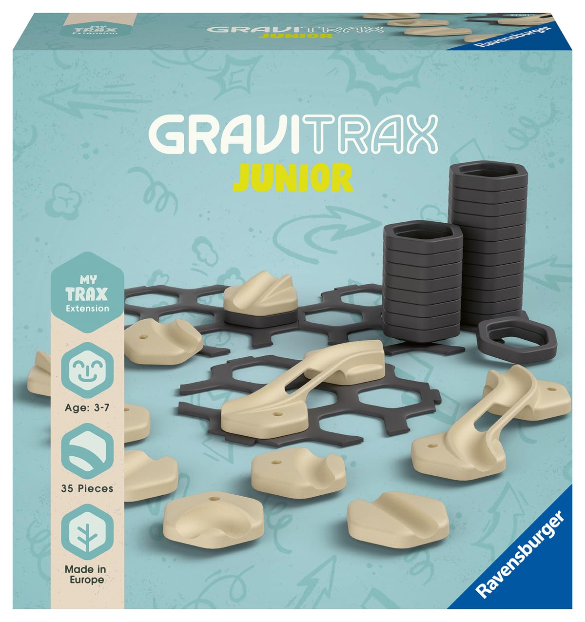 Ravensburger - Gravitrax Junior Extension Trax | Circuito Canicas Con 35 Pieza | Rompecabezas Niños Con Canicas | Juegos Para Niños De 3 Años | Juegos Mesa Compatibles Con Todos Los Gravitrax