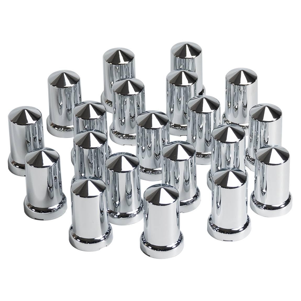 JESONN 20 PCS Bullet-Shaped 33mm Chrome ABS Plastic Lug Nut Covers Lugs with Flange Push on for Semi Trucks (20)