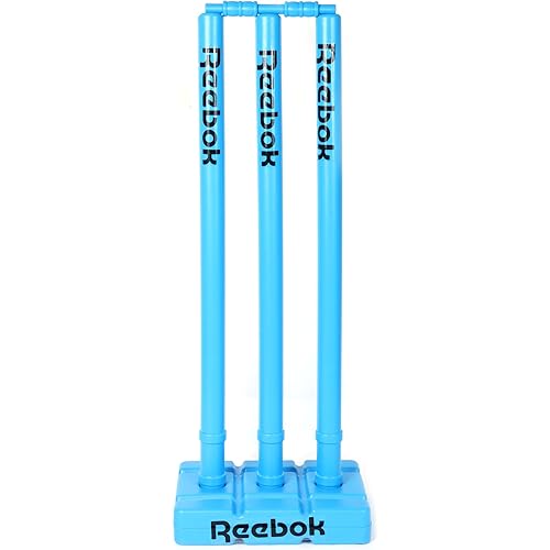 Reebok Cricket Stump Set with Bails – Heavy Base, Premium Carry Cover, Durable Plastic Stumps for Outdoor & Indoor Cricket Practice