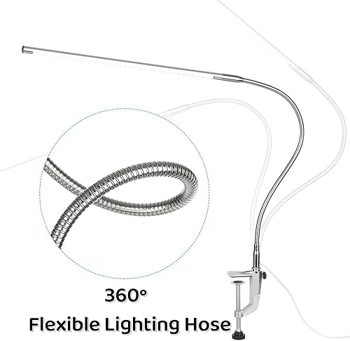Miniatura 3 de lishumei Lámpara de escritorio con abrazadera, 8 W, 3 modos, 10 brillo, rotación de 360, luz de lectura para cuidado de los ojos y lámparas LED UV