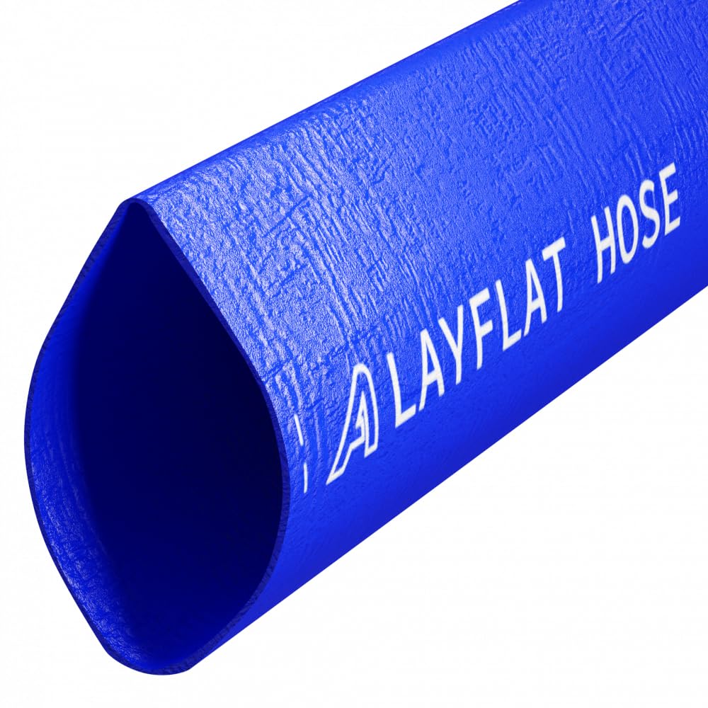 38mm (1½") Blue Layflat Discharge Hose Pipe Compatible with Submersible Water Pump 1 Metre (3.3ft)