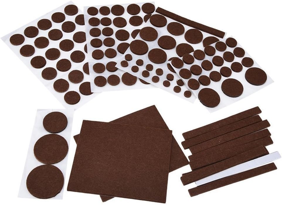 132pcs Adhesive Furniture Felt Pad Self Stick Heavy Duty Floor Scratch Protector - Brown color