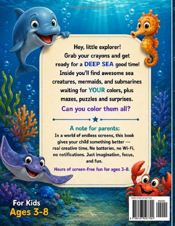 Screen Off, Ocean ON!: Coloring & Activity Book for Kids Ages 3-8 | Ocean Animals, Spot the Differences, Mazes & Drawing Fun for Boys and Girls (Screen Off Activity Books) image 3