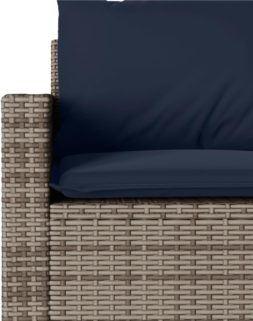 Garden Sofa Grey PE Rattan 3-Seater Removable Covers Outdoor Patio Couch Couch for Outdoor Courtyard