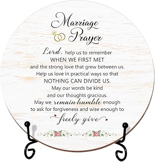 Wedding Sign (6" Diameter), Anniversary Wedding Gifts for Couple, Marriage Prayer Plaque, Christian Marriage Blessing Gifts (4 Options)
