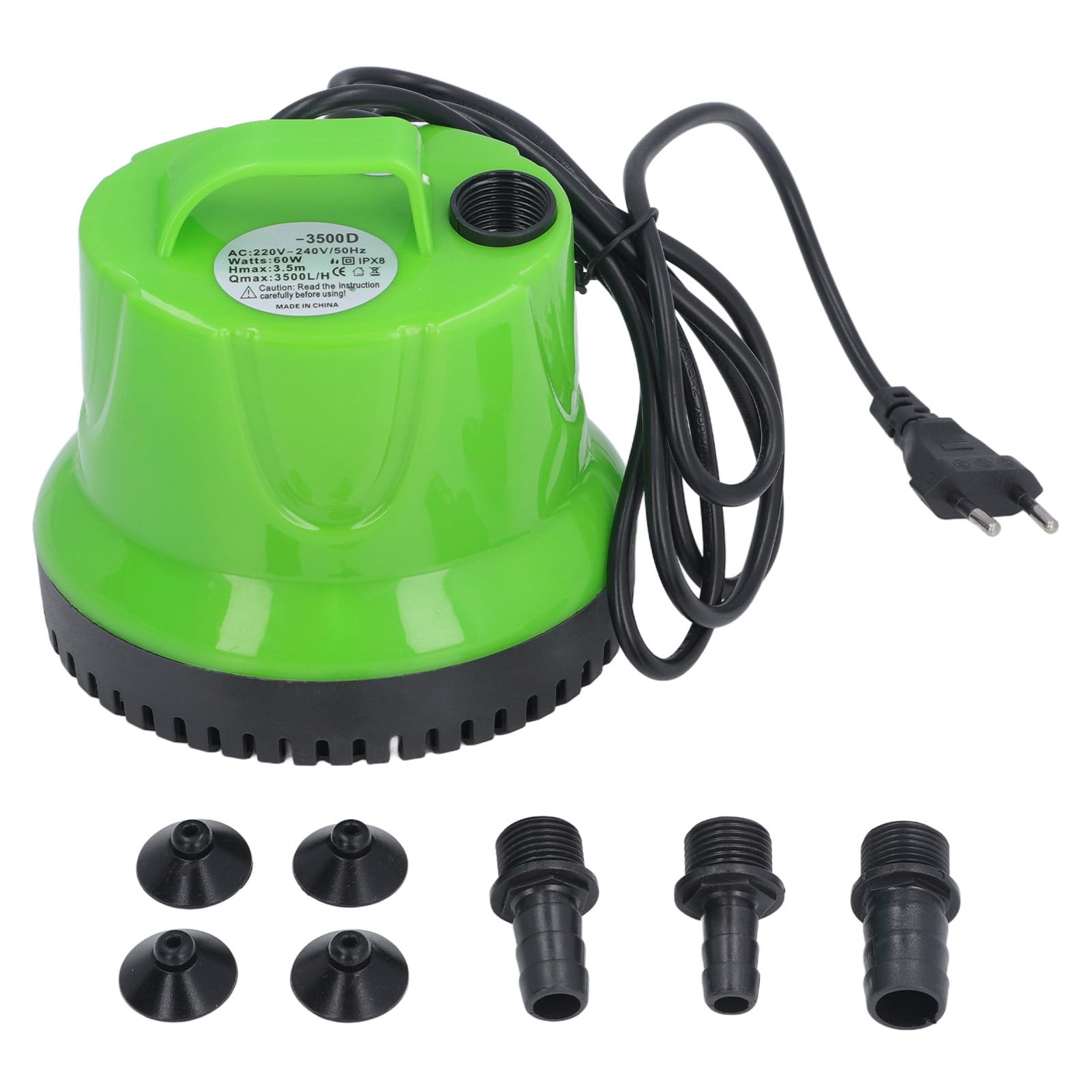 Bomba de Agua Sumergible para Drenaje de Piscina, Bomba de Agua Sumergible de Succión de 360 ​​grados, Elevación Ultra Silenciosa, 60 W, 11,5 Pies para Acuario (Enchufe UE
