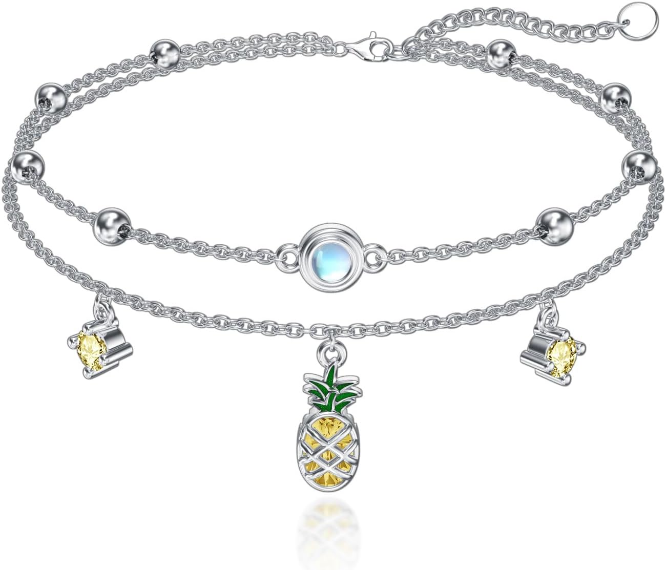Midari Pineapple Moonstone/Pineapple Birthstone/Celtic/Evil Eye Ankle Bracelets for Women 925 Sterling Sliver Adjustable Anklets Bracelets Jewelry Gifts for Women Friends Sister