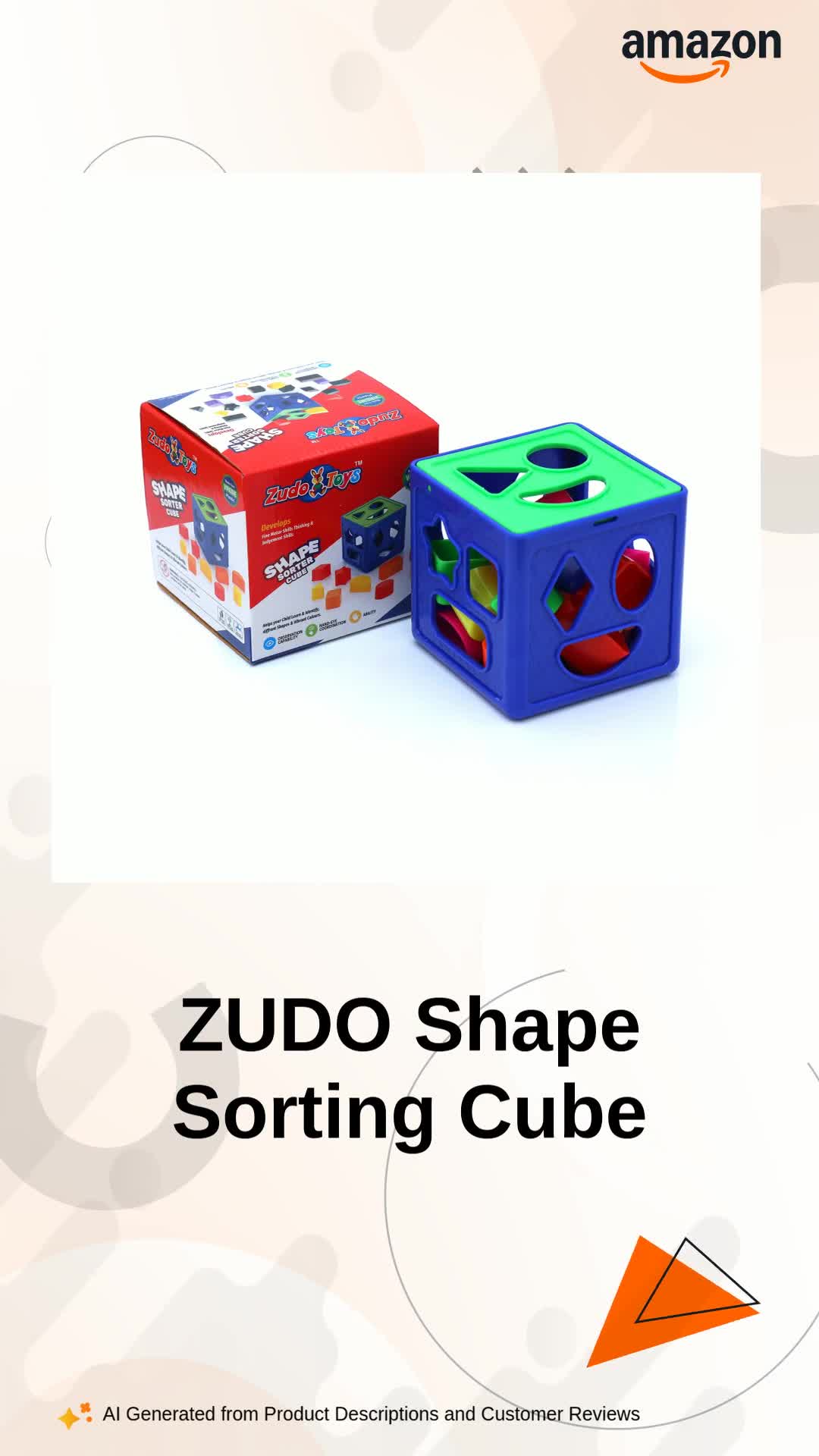【TOFT SCO019 Red, Blue, Yellow 6個セット】 ZUDO TOYS Shape Sorting Cube With 18 Shape And Different Color
