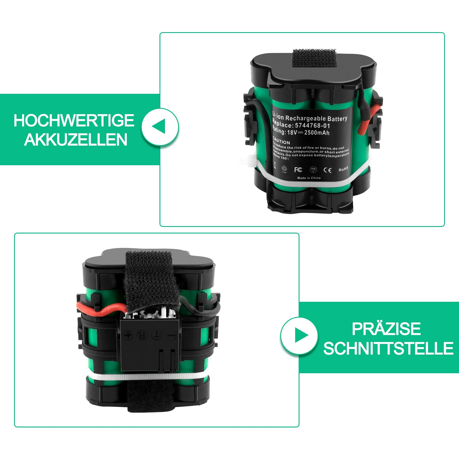 2,5Ah 18V Lithium Akku Kompatibel mit Gardena R38Li R40Li R45Li R50Li R70Li R80Li, für Flymo 1200R, für Husqvarna Automower 105 305 308 308X, für McCulloch ROB R600 R800 R1000