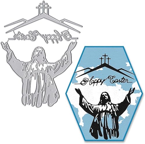 Troqueles de oración de Pascua para hacer tarjetas, juego de troqueles de corte de palabras de Pascua feliz de Pascua Jesús Dios troquelado