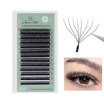 8D W-Shape Eyelash Extensions Individual Cluster Lashes 8d Premade Volume Fans Eyelashes 0.07mm C/D/L/LU Curl 8-15mm Mix Tray 8D-W- C 8-15mm MIX