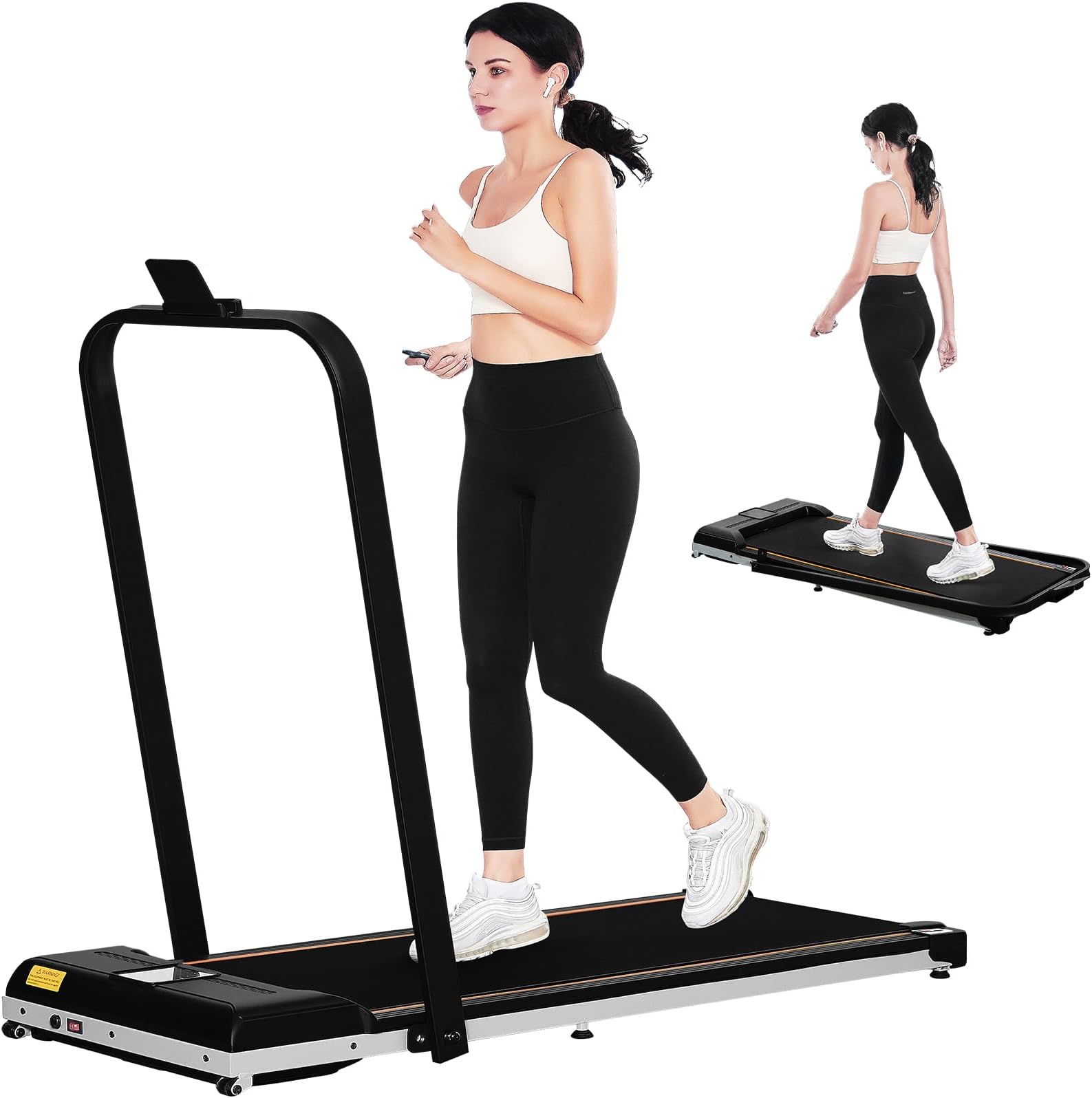 KEEPOSE Walking Pad Treadmill Under Desk Treadmill, 2 in 1 Folding Portable Treadmill for Home Office, 0.6 to 6.2 MPH, Remote Control,LED Screen & Calorie Counter (Includes a Knee Brace)