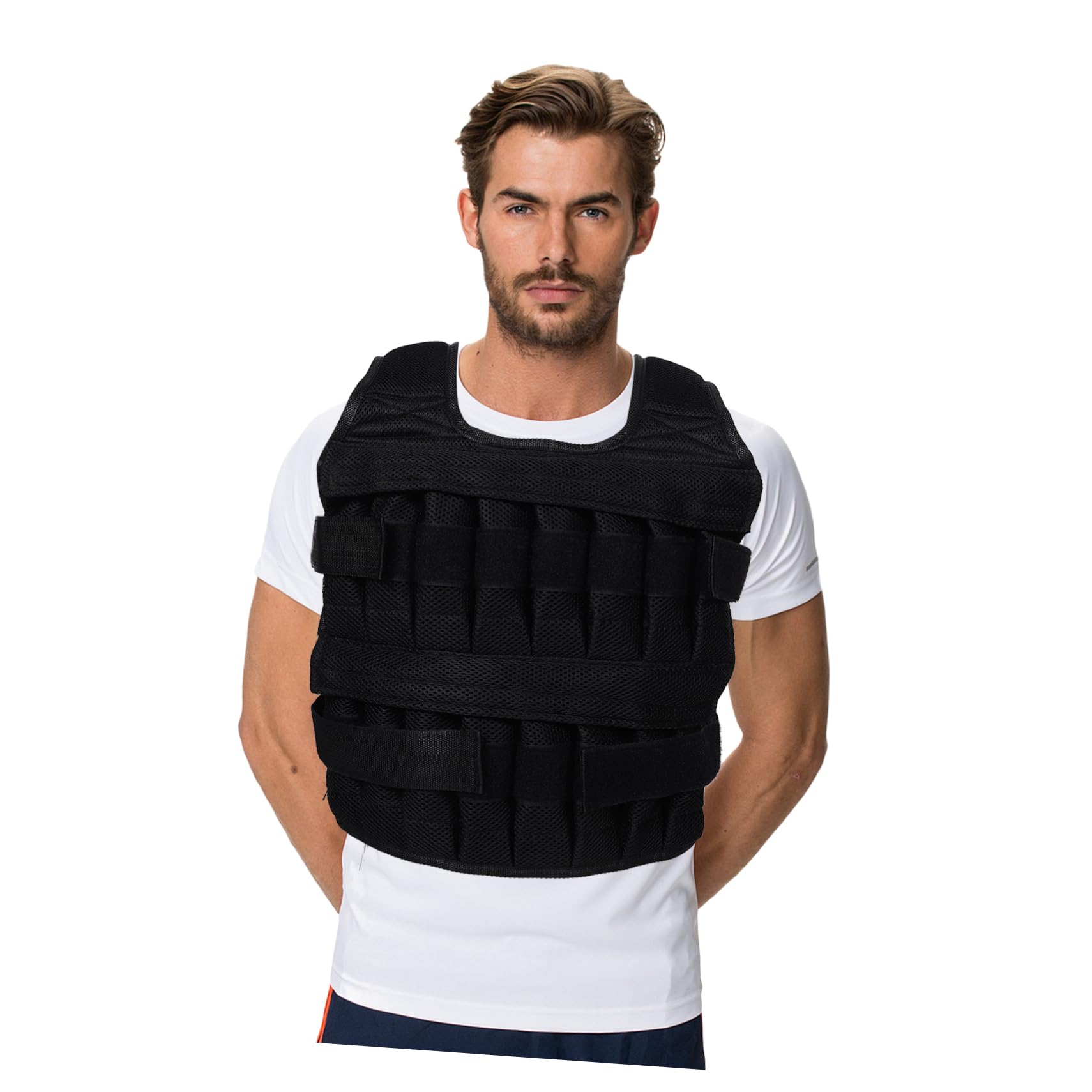Giubbotto Zavorrato Regolabile per Fitness e Corsa, Gilet da Allenamento Sacche Pesi Staccabili, Resistente e Comodo per Esercizi di Forza e Sport All’aperto
