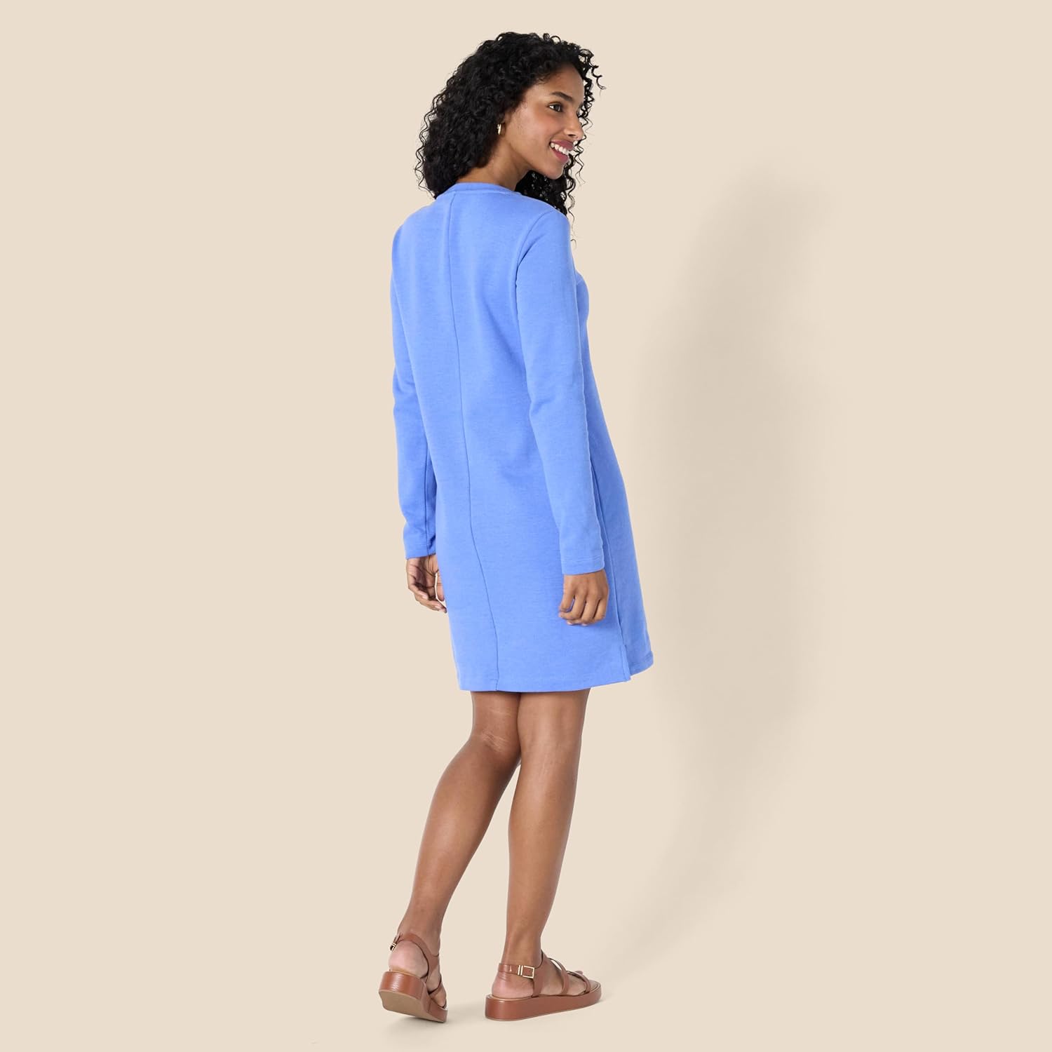 Amazon Essentials Women's Crewneck Long-Sleeve Fleece Above-The-Knee Dress - Image 3