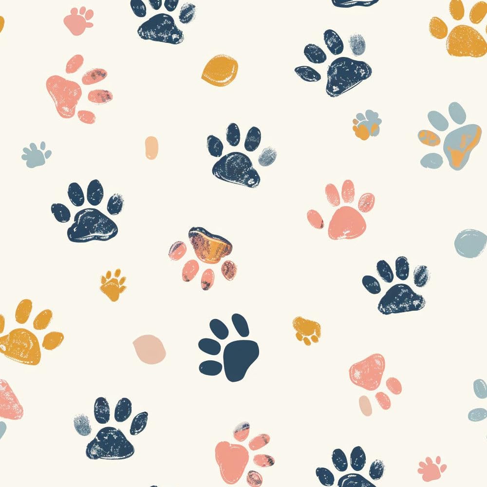 Jiaoqss O Peel And Stick Wallpaper Colorful Dog Paw Prints Cute Self Adhesive Wallpaper Stick N Wallpaper Vinyl Waterproof Decorative Bedroom Wallpaper