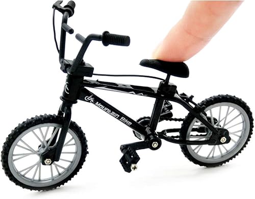 Miniatura 5 de 1/18 Diecast Bike Figura De Acción De Juguete, Mini Dedo Bicicleta De Montaña Bicicleta Artesanías Decoración De Escritorio - Negro