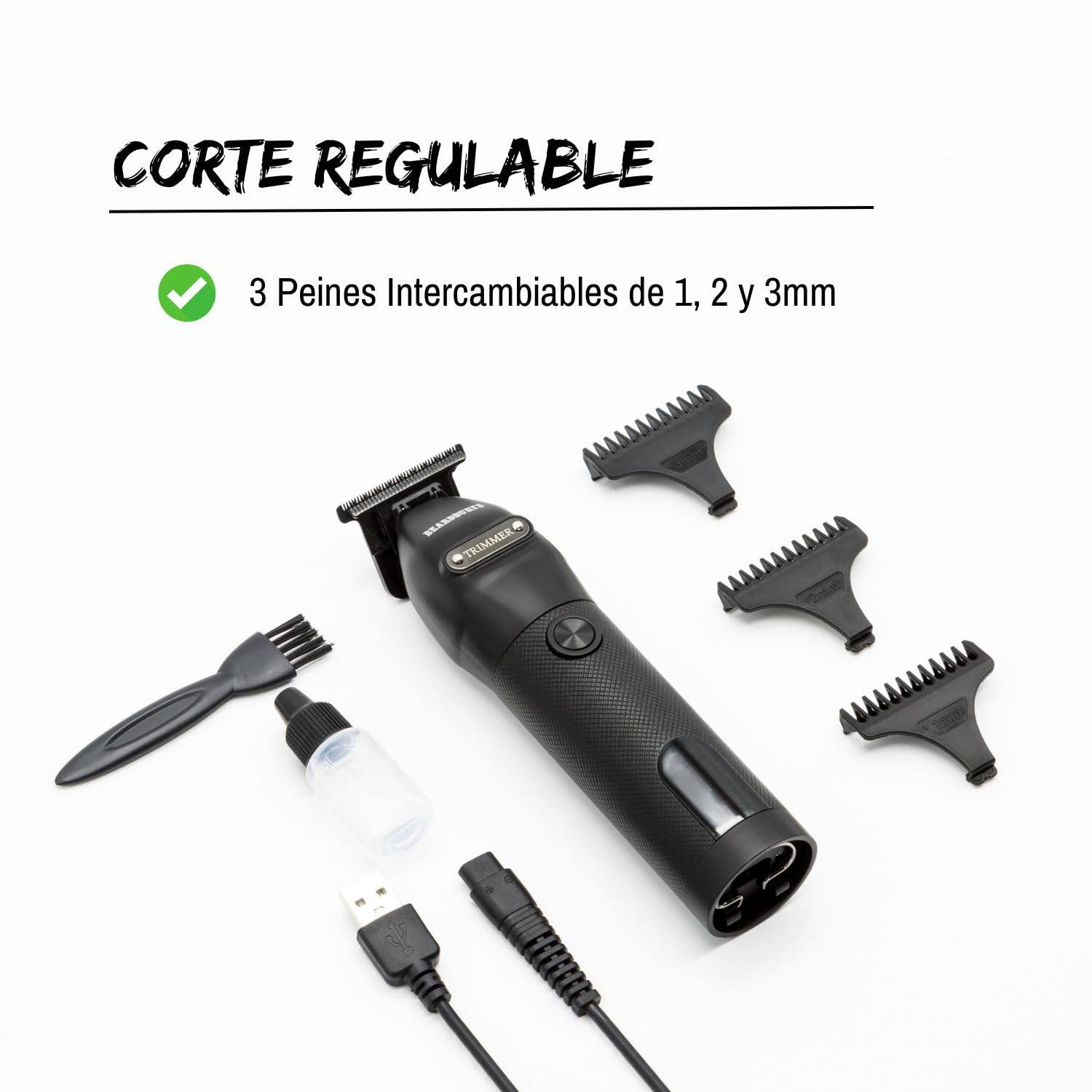 Beardburys XCT Trimmer | Recortadora de Barba y Pelo, Detailer Profesional Inalámbrica, Cuchillas DLC en T, Precisión y Durabilidad, 3 Peines-Guía - 175gr