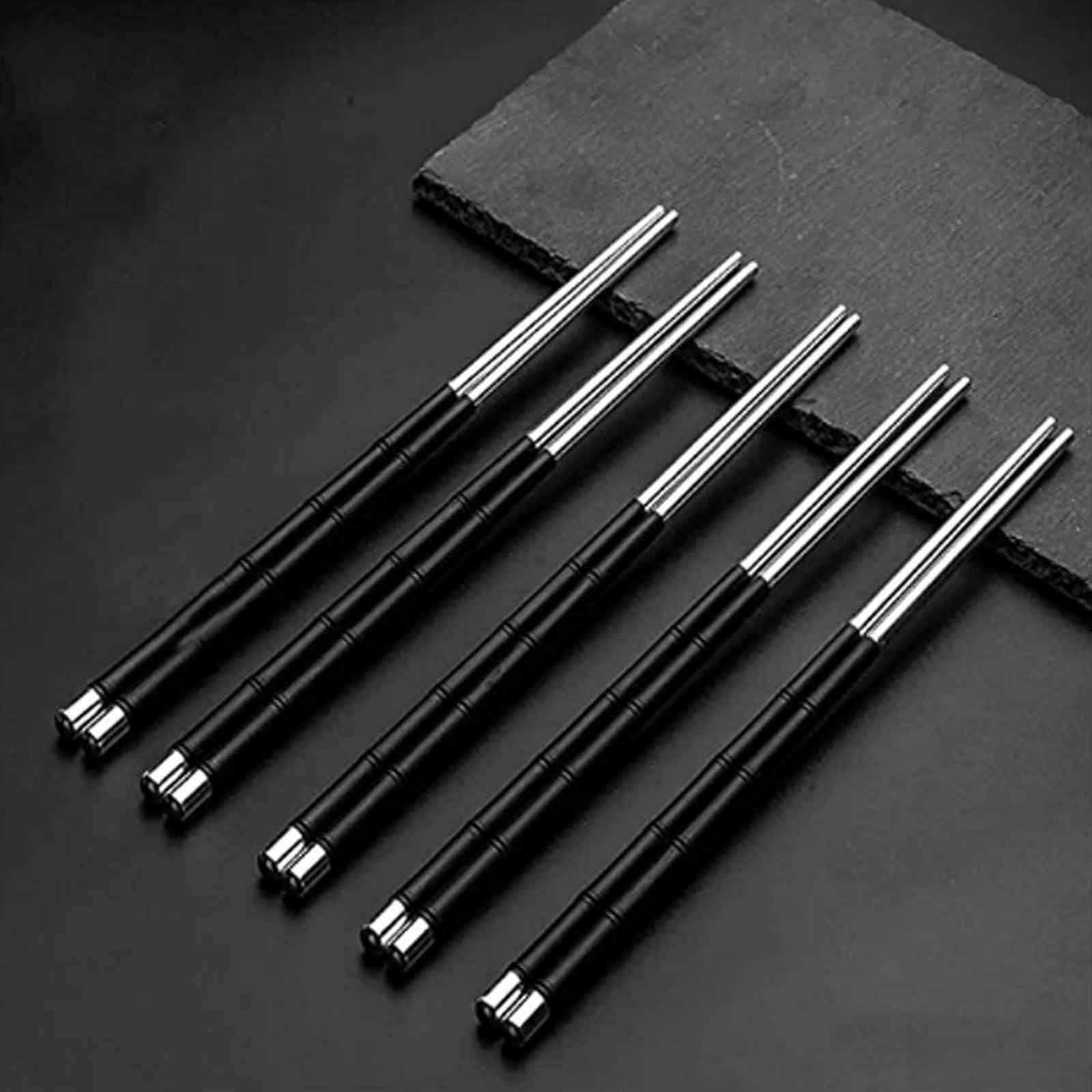 Baguettes en fibre de verre, baguettes antidérapantes, baguettes en bois, baguettes en métal, baguettes en argent sterling 999, ensemble de baguettes en bois d'ébène, réutilisables, passent au lave-va