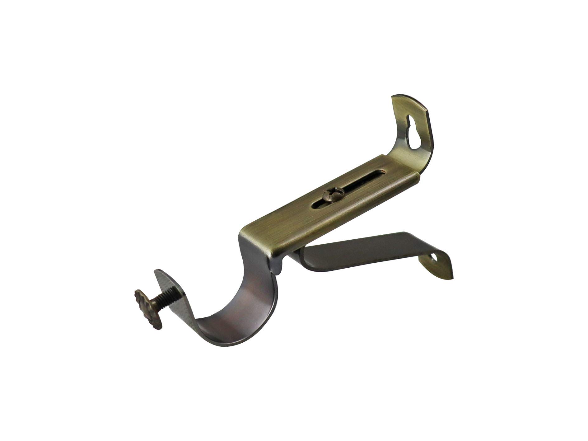 YHO Curtain Rod Pole Brackets 19mm 28mm 35mm Recess Extendable Double Antique Brass (35mm Adjustable)