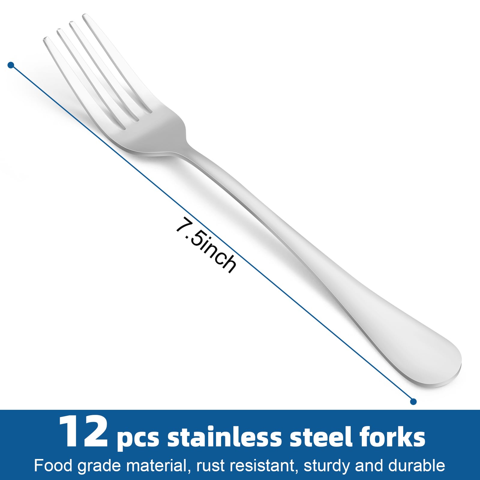 12 Piece Dinner Forks Set, Food-Grade Stainless Steel Forks Silverware, Cutlery Fork, Dessert Fork, Metal Forks for Home, Kitchen or Restaurant, Mirror Polished, Dishwasher Safe - 7.5 Inch — Amazon image 2