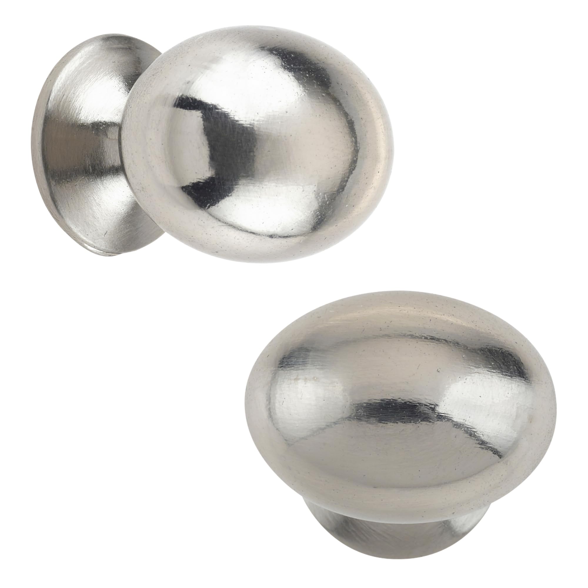 Keypak Satin Nickel 10 Pack Oval Metal Door Knobs 30Mm - Contemporary Cabinet Door Knob Handles For Kitchen Cabinets, Wardrobes, Cupboards, Furniture & Diy Renovations (Satin Nickel)
