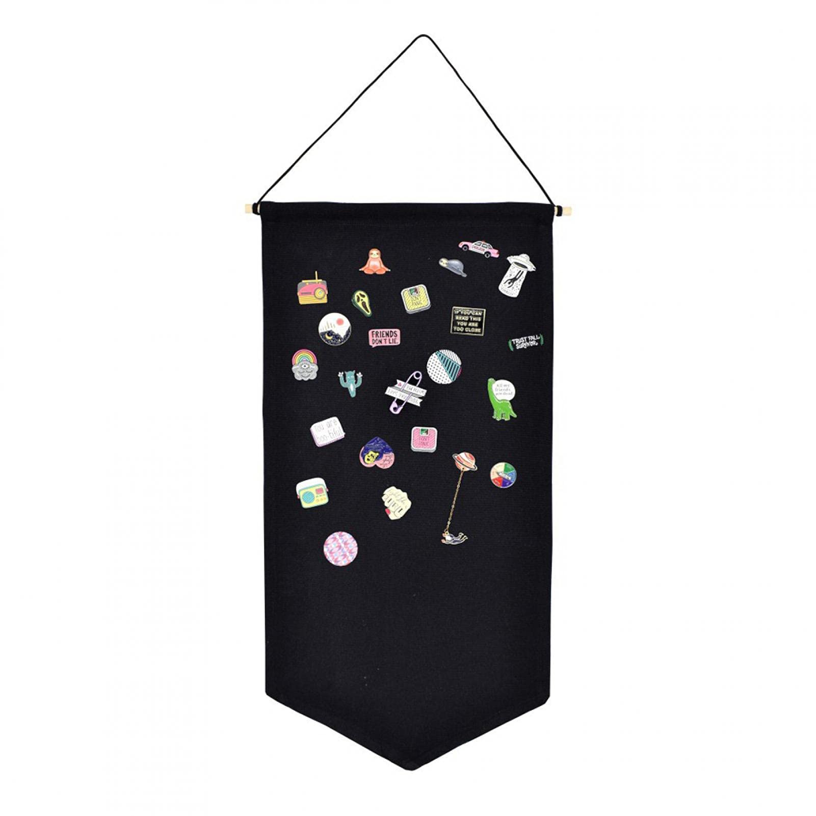XiaokeisPin Board, Wall Hanging Brooch Pin Display Organizer, Brooch Display Pins Storage Case, Pennant Hanging Banner Brooch Collection Storage Holder for Men Women(Pins not Included)(Black)