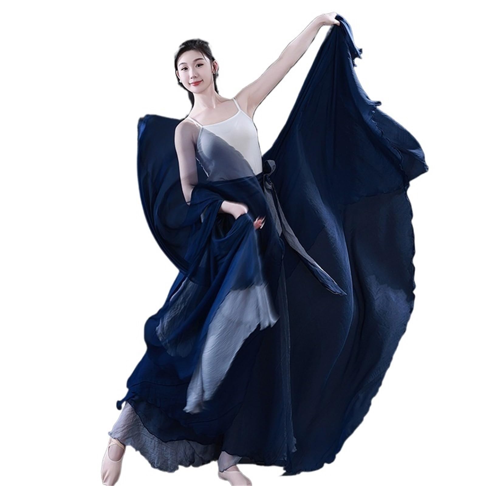 Falda de Baile Swing 720 Grados, Gasa y Tencel, Larga, for Ballet, Danza del Vientre, for Mujer, Estilo Gitano, Flamenco