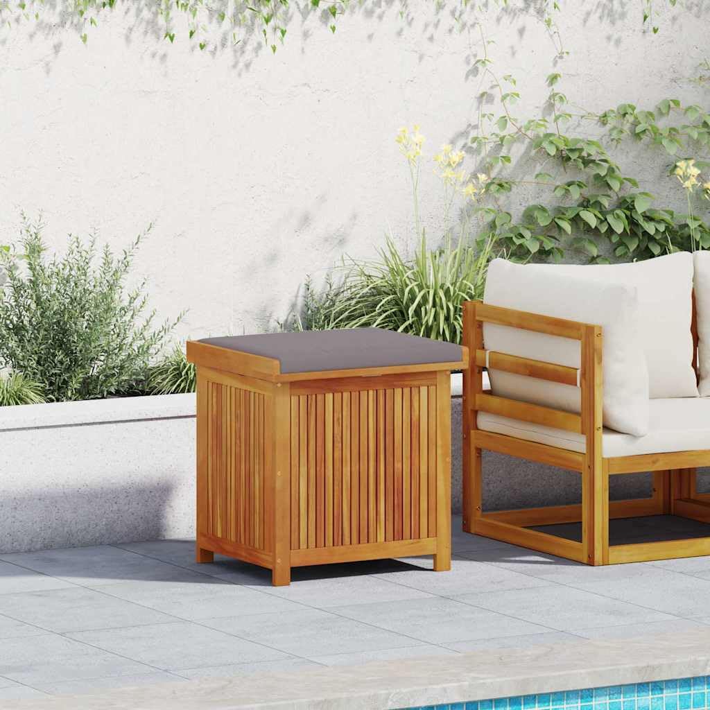 Scatola per cuscini esterni, 60 x 50 x 61 cm, acacia massiccia | Con Coperchio, Borsa Impermeabile Interno, Doghe Ventilate, Stoccaggio Giardino