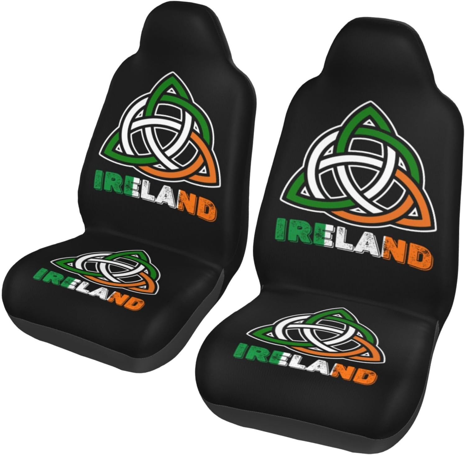 Ireland Map Irish Flags Car Seat Covers Seats 2 Piece Universal Fit Automotive Funny Cute Front Seat Covers for Women Men Easy to Install for Car Auto Trucks SUV
