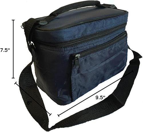 Miniatura 4 de ImpecGear Fiambrera, bolsa de almuerzo, enfriador aislado con asa de transporte (azul marino 9.5 pulgadas)