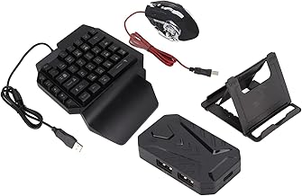 One-Handed RGB Gaming Keyboard Mouse and Converter Combo, Wired 39 Keys LED Backlit Keyboard, 6 Keys Gaming Mouse and Converter Set for PS4, for Switch and PC(Black)