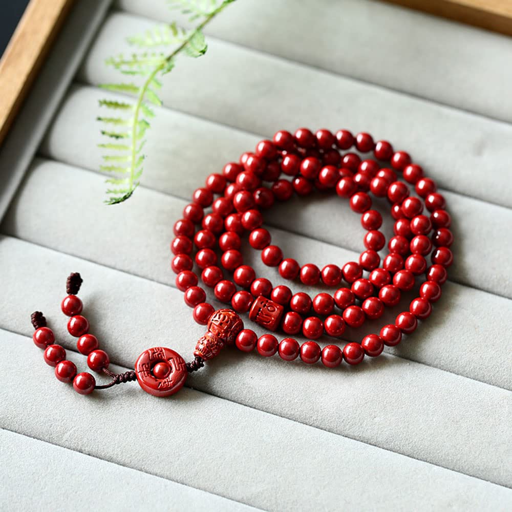 Bransoletki Bodhi, koraliki modlitewne, bransoletka z koralików modlitewnych, koraliki modlitewne, naturalny cynober bransoletka z koralików 108 6 mm koraliki buddy cynober różaniec unisex para