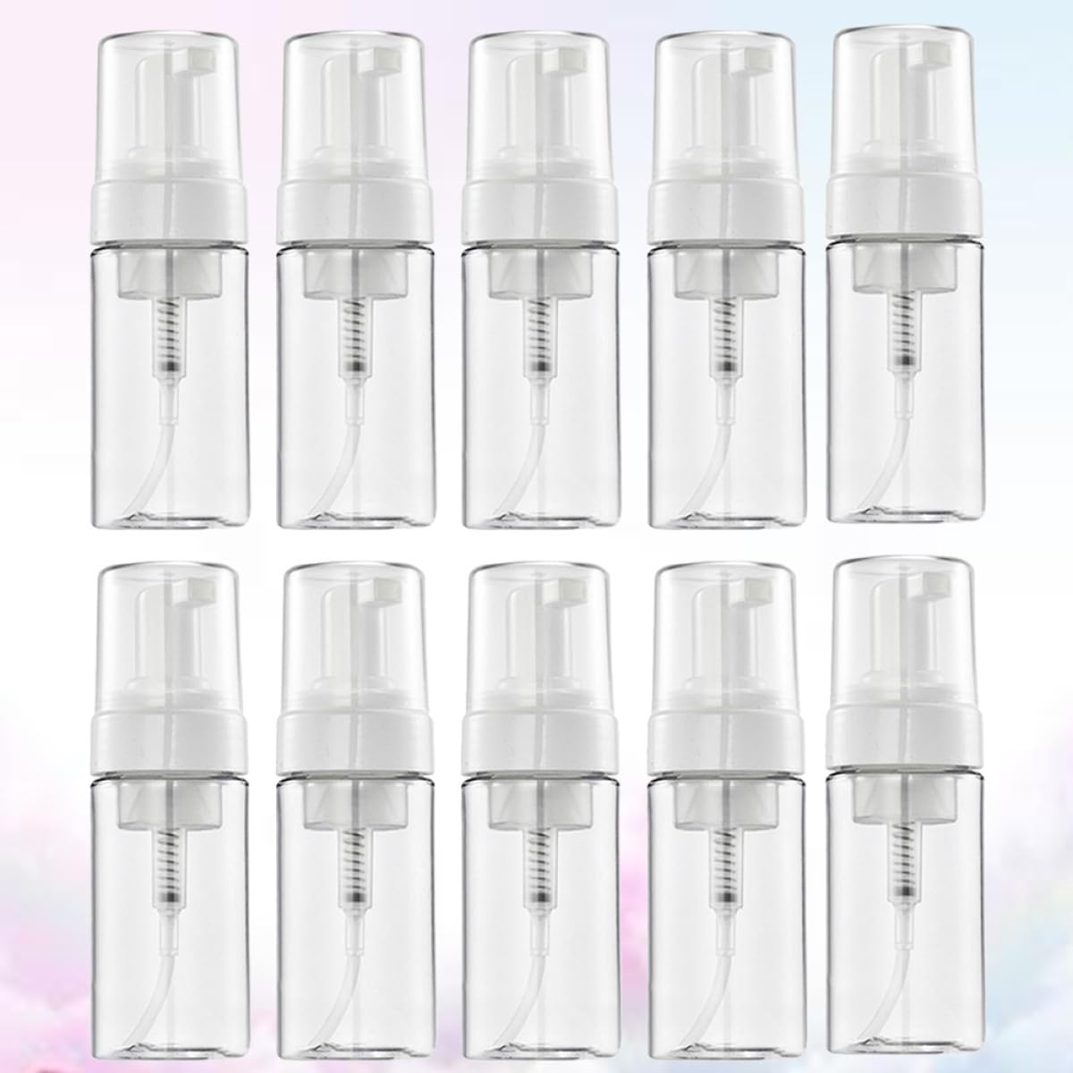 TEHAUX Botellas Espumosas Transparentes 100 Ml 10 Piezas para Subenvase de Maquillaje, Botellas Rellenables Portátiles sin Fugas para Viaje y Uso Diario