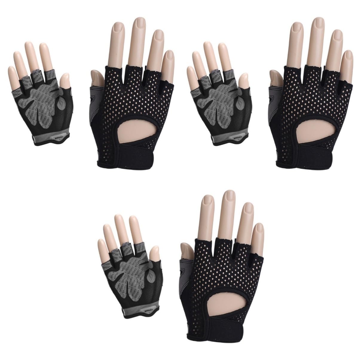 BESPORTBLE 3piezas Guantes De Entrenamiento para Mujeres Dedo Guantes Antideslizantes para Levantamiento De Pesas y Ejercicio Gimnasio Negro Talla s
