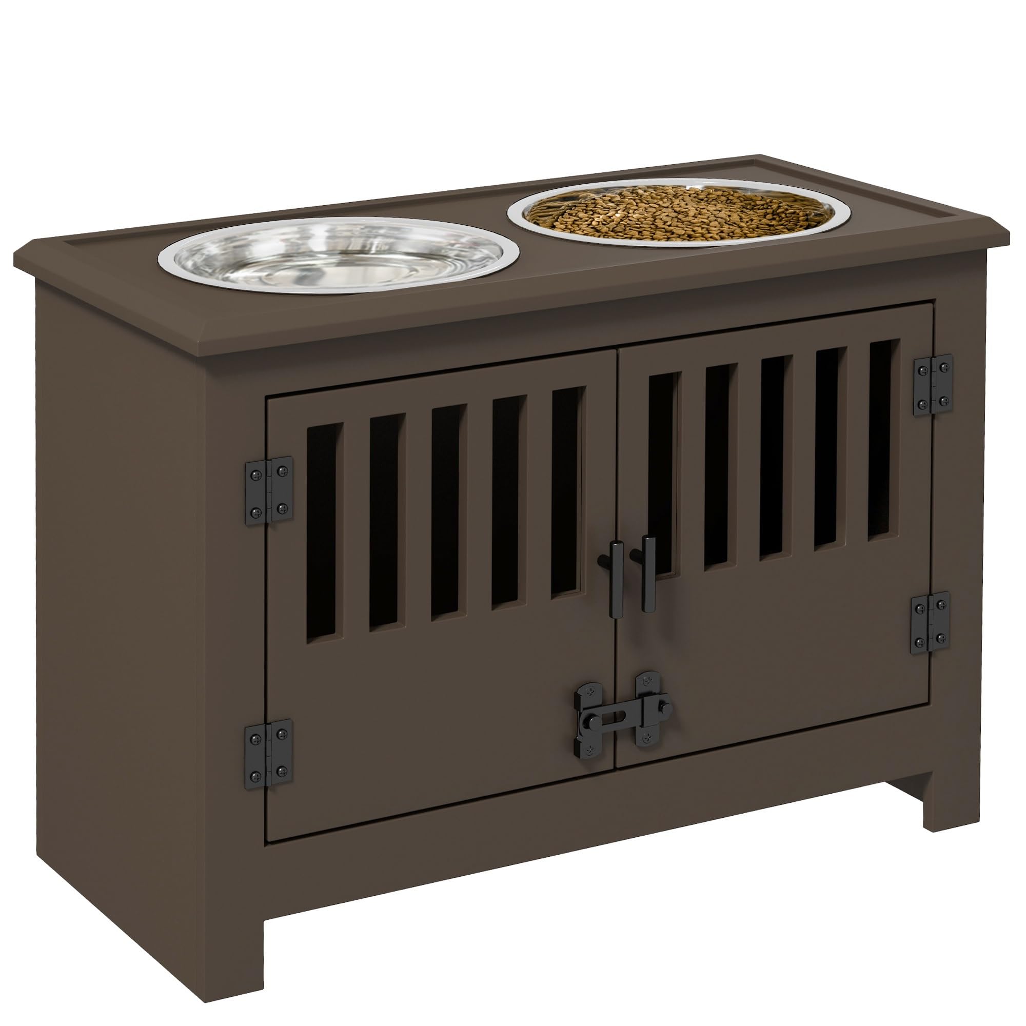 Dog Food Storage Cabinet, Dog Food Cabinet,Large Elevated Dog Bowls with Storage Cabinet Containing Large 37L Capacity, Raised Dog Bowl Stand Pet Food Bowl Dog Feeding Station