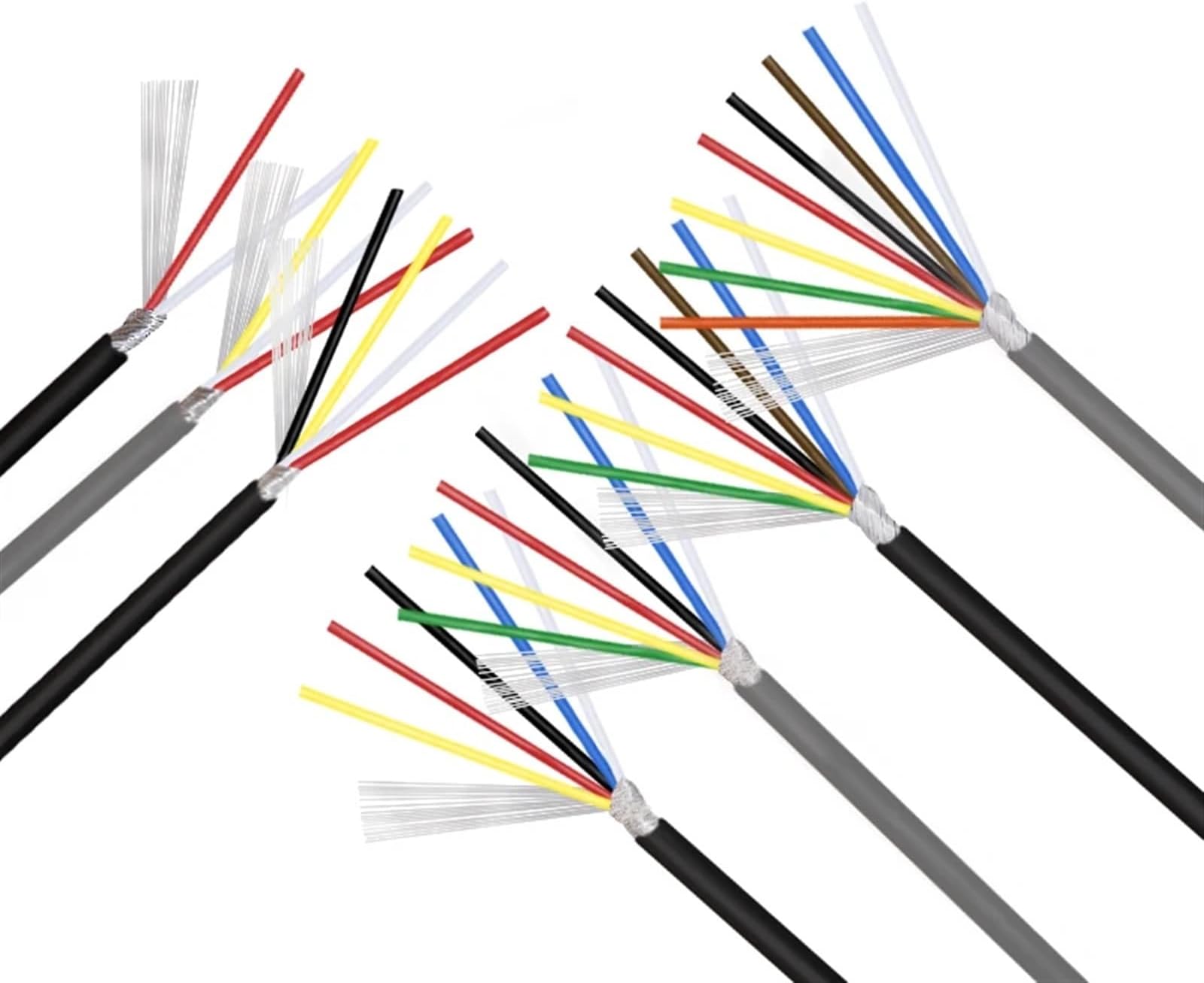 2/5M Shielded Wire Signal Cable 32 30 28 26 24 22 20 18 AWG Channel Audio 2 3 4 5 6 8 Core UL2547 Headphone Copper Control Wires(Color:18AWG-Grey,Size:2METERS_7CORES)