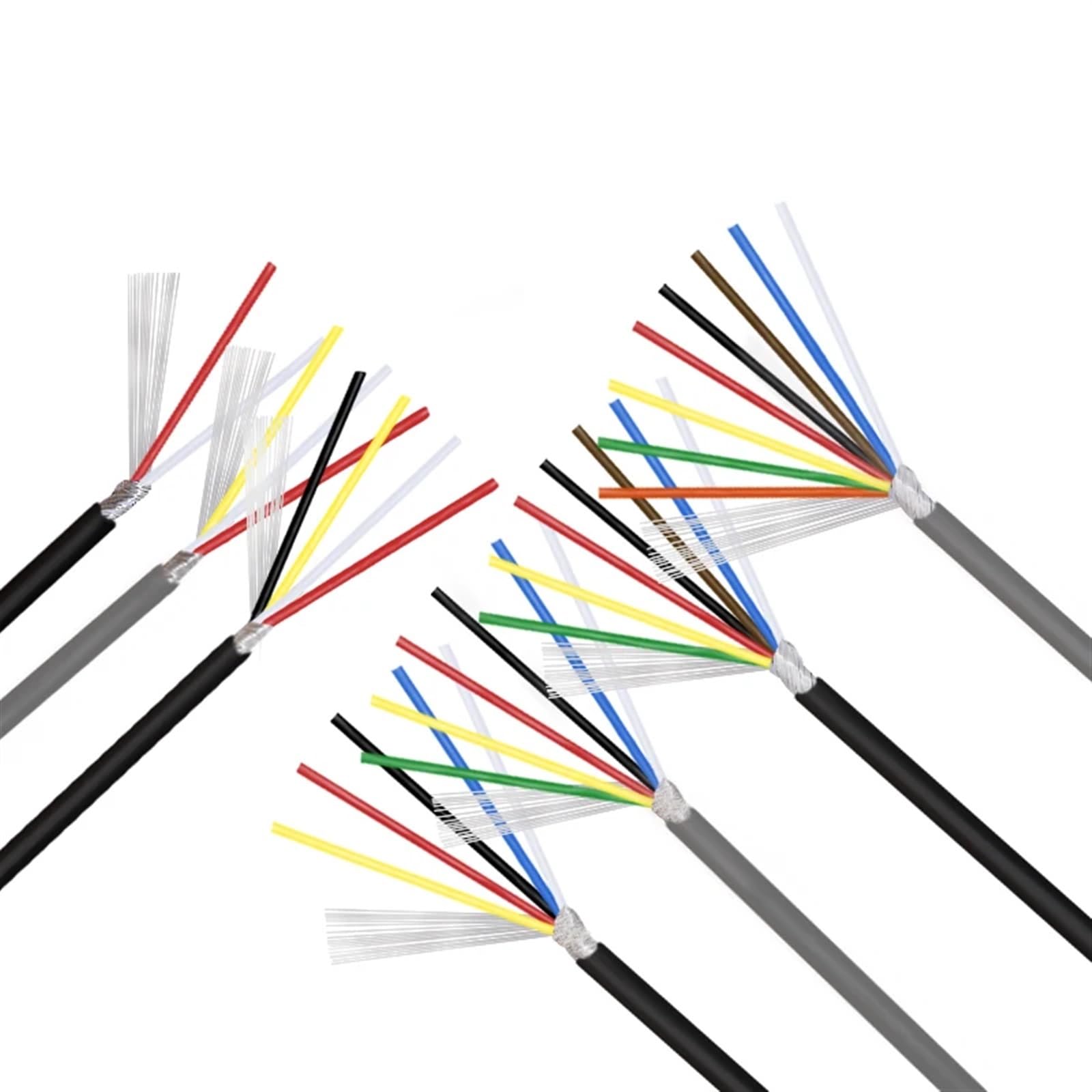 2/5M Shielded Wire Signal Cable 32 30 28 26 24 22 20 18 AWG Channel Audio 2 3 4 5 6 8 Core UL2547 Headphone Copper Control Wires(30AWG-Grey,2METERS_7CORES)