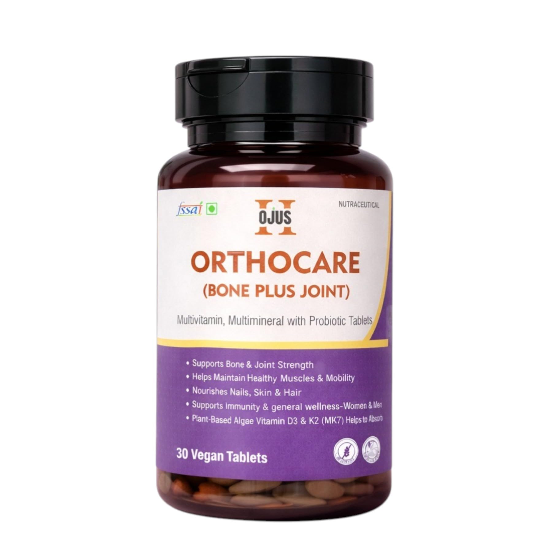 OrthoCare Bone Plus Joint | Calcium Hadjod Moringa Probiotics Vitamin K2 MK7 Vegan D3 Biotin Multi-Minerals | Natural Bone and Joint Care Supplement-picture-22