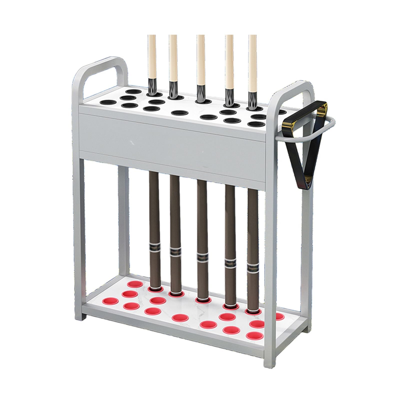 ZFUCMAYL Billiards Pool Stick Holder,Display Floor Cue Storage,Billiard Racks,with Stabilizing Holes,with 18 Slots(Silver)