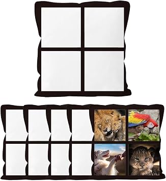 6pack Sublimation Short Plush PillowCases Blanks, Short Plush Throw Pillow Covers, Cushion Cover for Sublimation, Sofa Couch DIY Pillow Case No Pillow Insert 18*18inch-4 Panels Style Pillow Cover