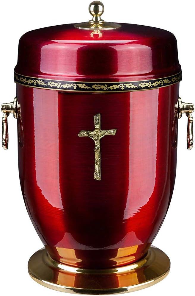 Beautifu Metal Cremation Urn for Ashes,Funeral Urn for Adult/Pet Urn (Red+Rose)
