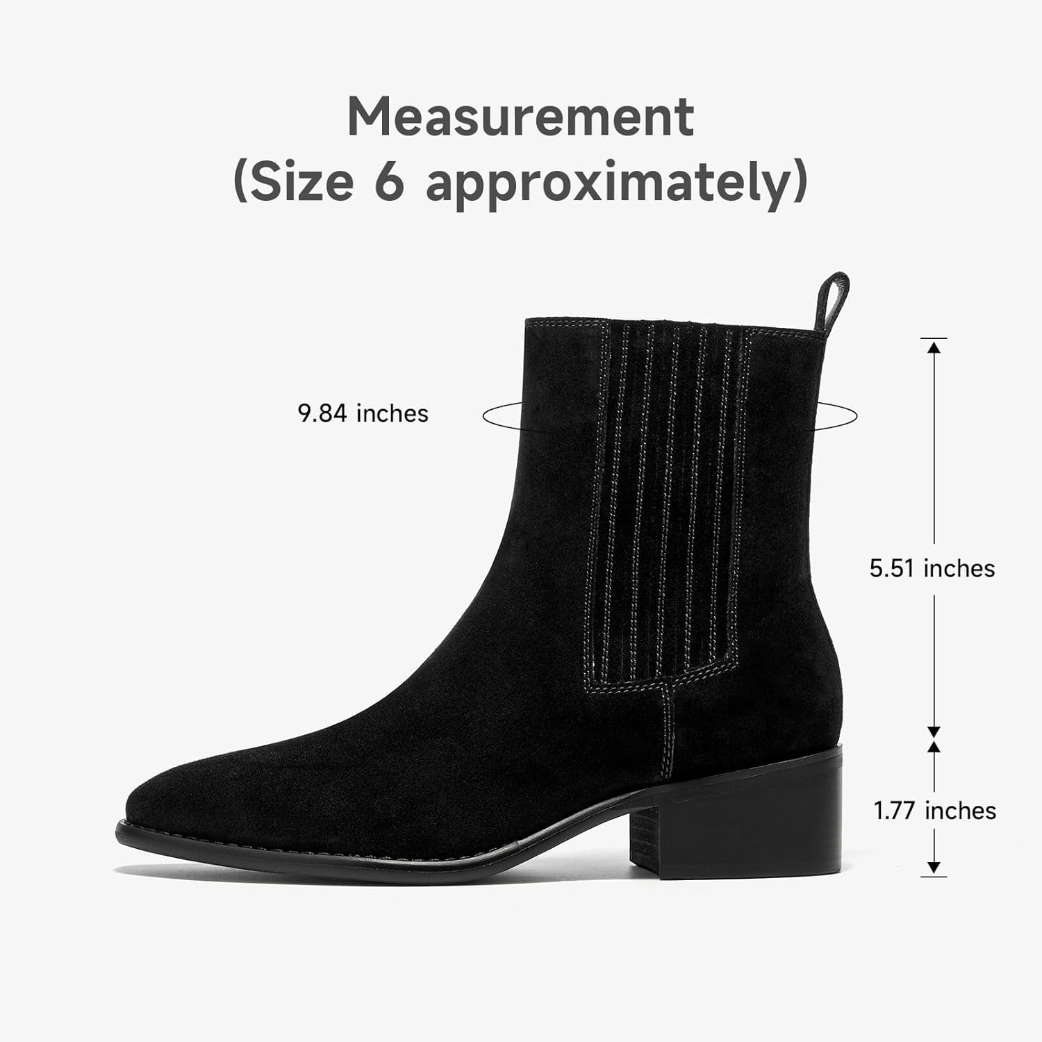 BEAU TODAY Chelsea Boots Women, Suede Chunky Boots for Women, Dress Ankle Booties Low Heel, Slip On Pointed Toe Western Boots with Elastic Band