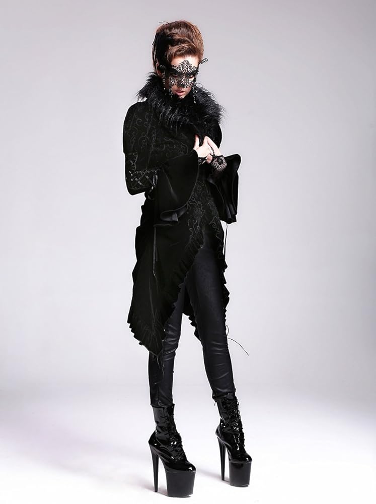 Devil Fashion Gothic Victorian Women Jacket Coats Punk Fur