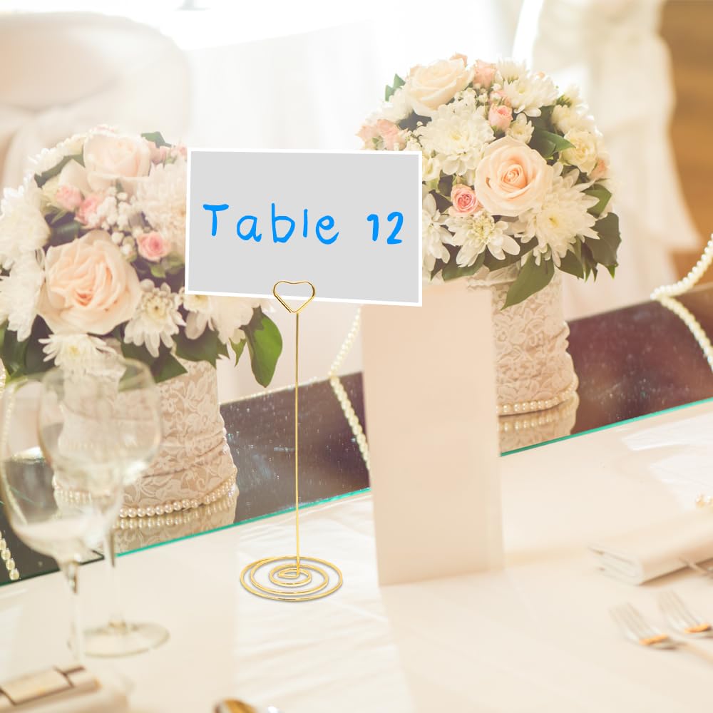 Portafoto Segnaposto Metallici - 12 Pezzi, Altezza 22cm, Per Matrimoni E Eventi, Colore Oro - Foto 4