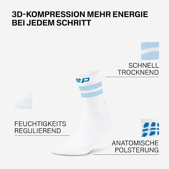 CEP Mid Cut Men's Running Socks with Compression - Comfortable Compression Socks & Sports Socks for Men - Versatile Running Socks with Comfortable Fit for Training Sports & Running
