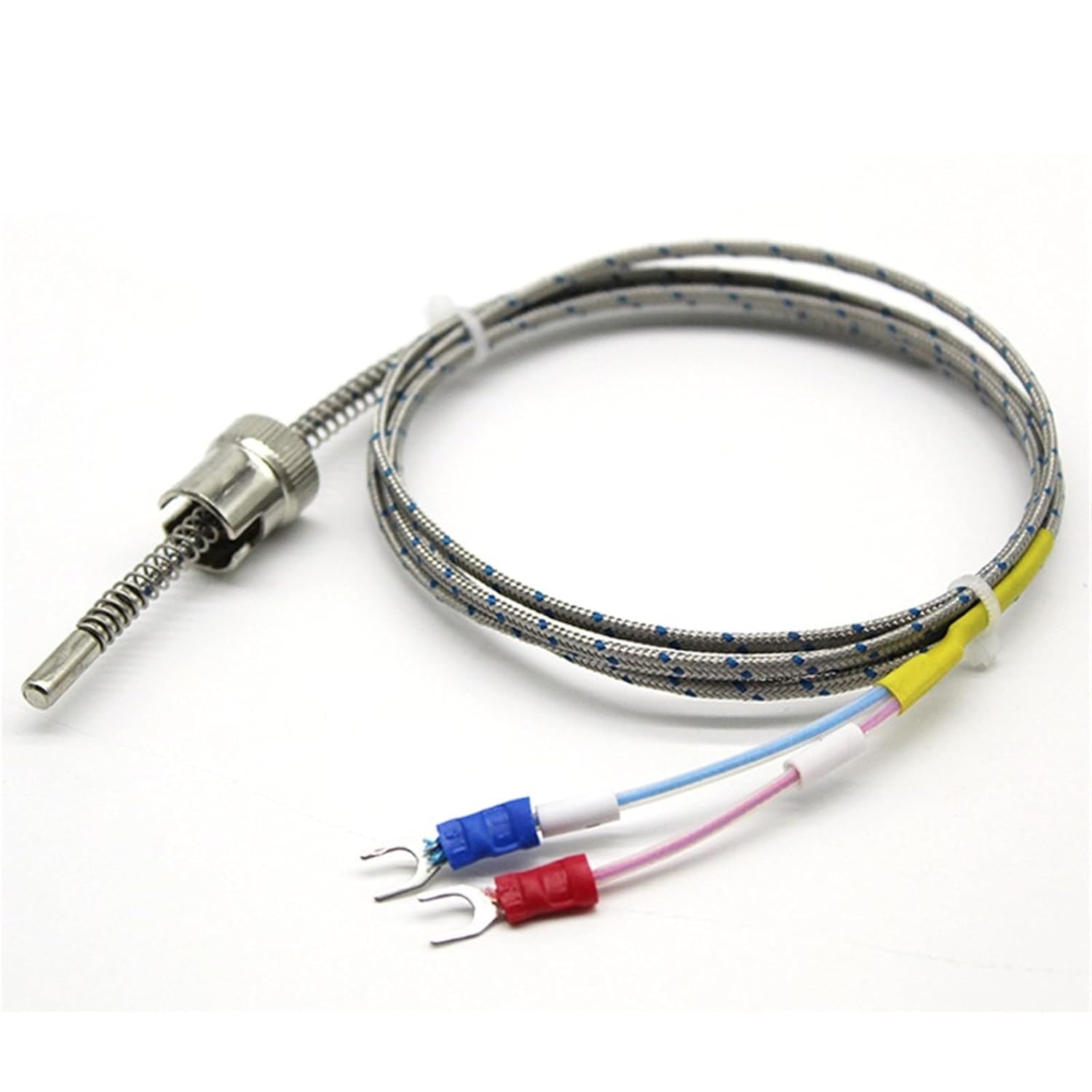 Thermocouple K/E 1M/2M/4M/5M Compression Spring Shielded Wire M12 Temperature Sensor 1Pcs(K 1M)