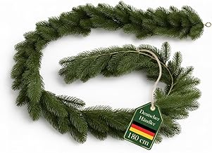 Artificial Fir Garland 180 cm - Christmas Garland Injection Moulded Suitable for Indoor and Outdoor Use Transforms Any Door, Stairs and Fireplace - Needle-Free Fir Branches Artificial Like Real for