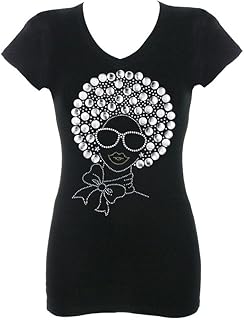 Black Girls Rock Rhinestone Bling V-Neck T-Shirt 108